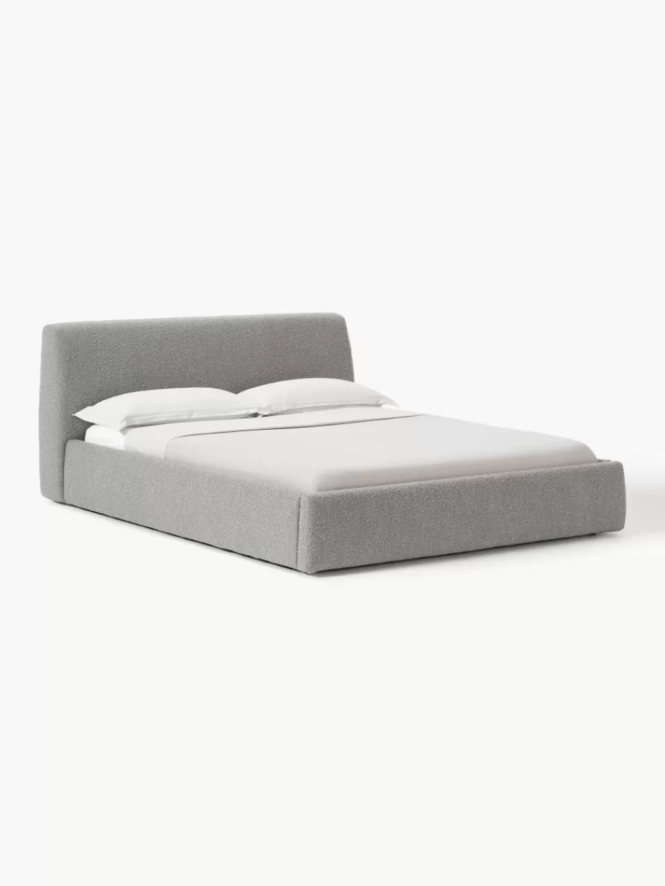 Westwing Collection Bouclé gestoffeerd bed Cloud met opbergruimte | Bedden | Gestoffeerde Bedden