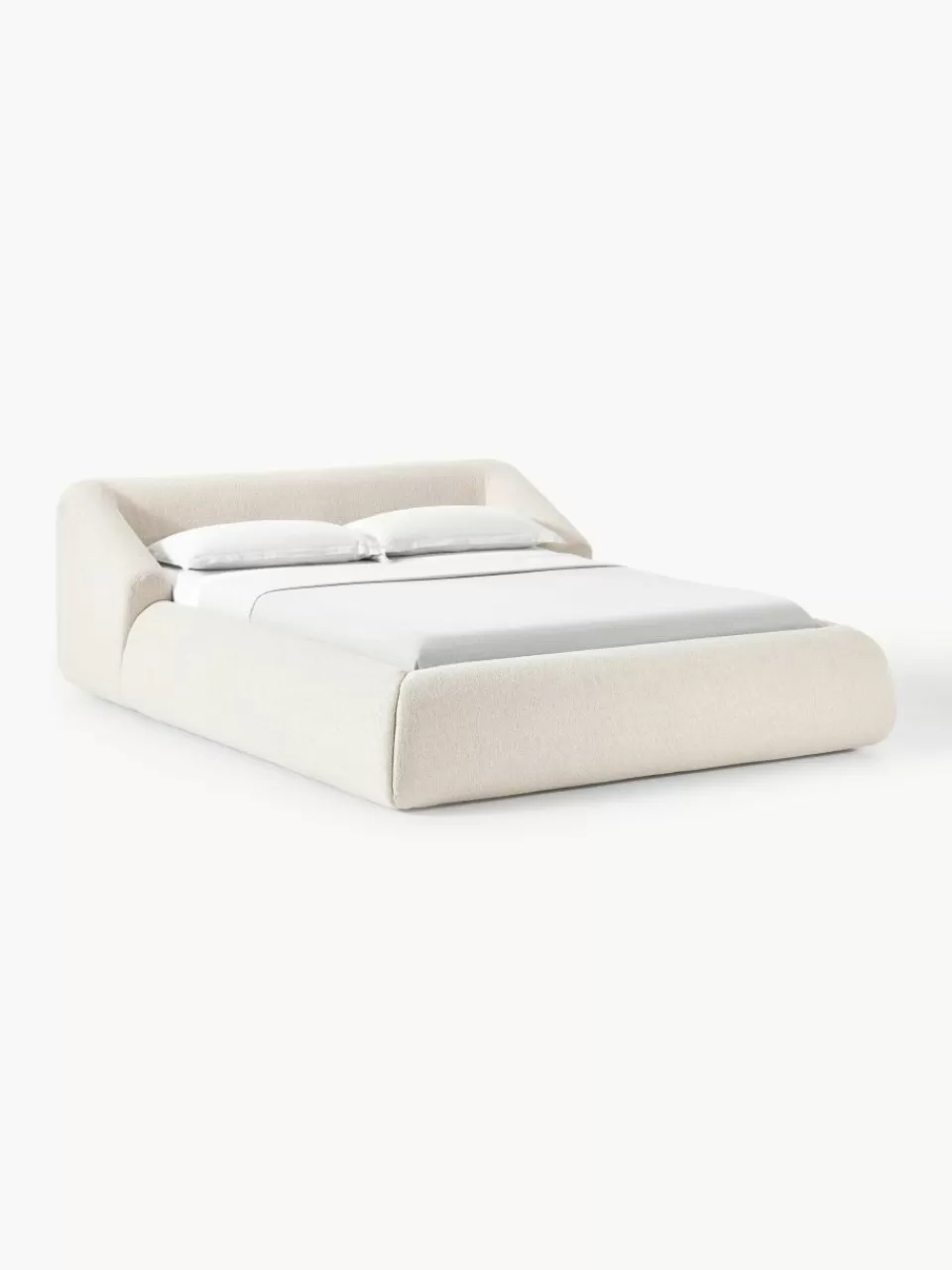 Westwing Collection Bouclé gestoffeerd bed Sofia | Bedden | Gestoffeerde Bedden