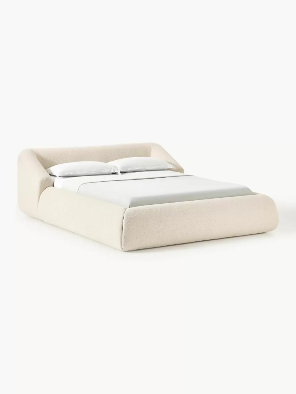 Westwing Collection Bouclé gestoffeerd bed Sofia | Bedden | Gestoffeerde Bedden