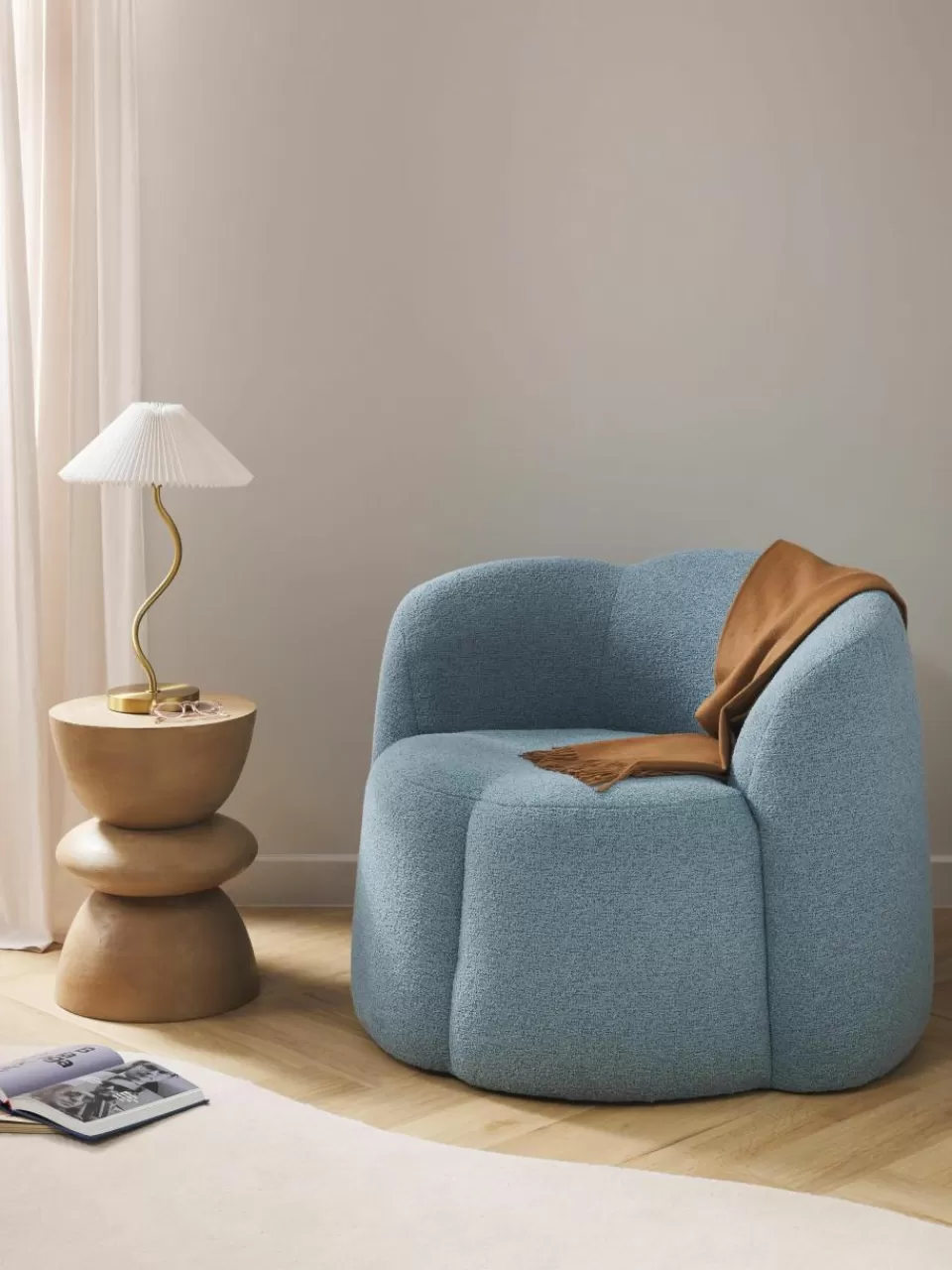 Westwing Collection Bouclé loungefauteuil Fleur | Fauteuils | Relaxfauteuils