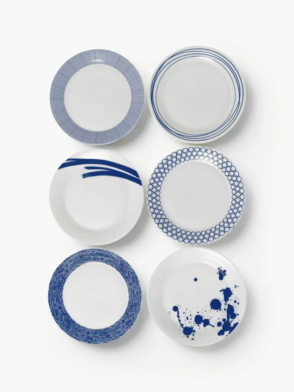 ROYAL DOULTON Dinerbord Pacific blauw van porselein, set van 6 | Servies | Dinerborden