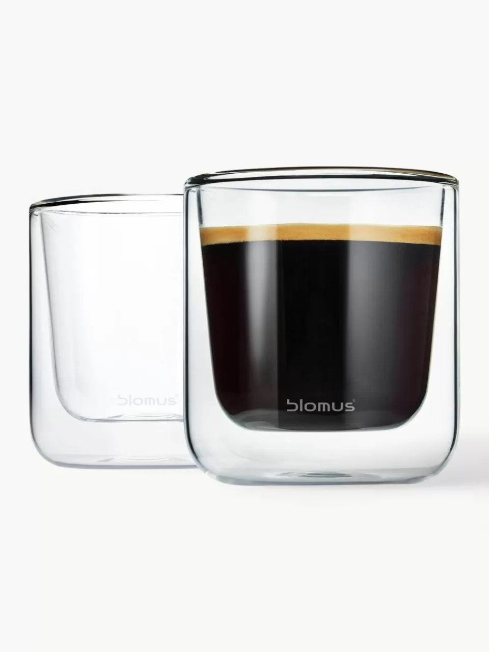 blomus Dubbelwandige glazen bekers Nero, 2 stuks | Koffiekopjes | Servies