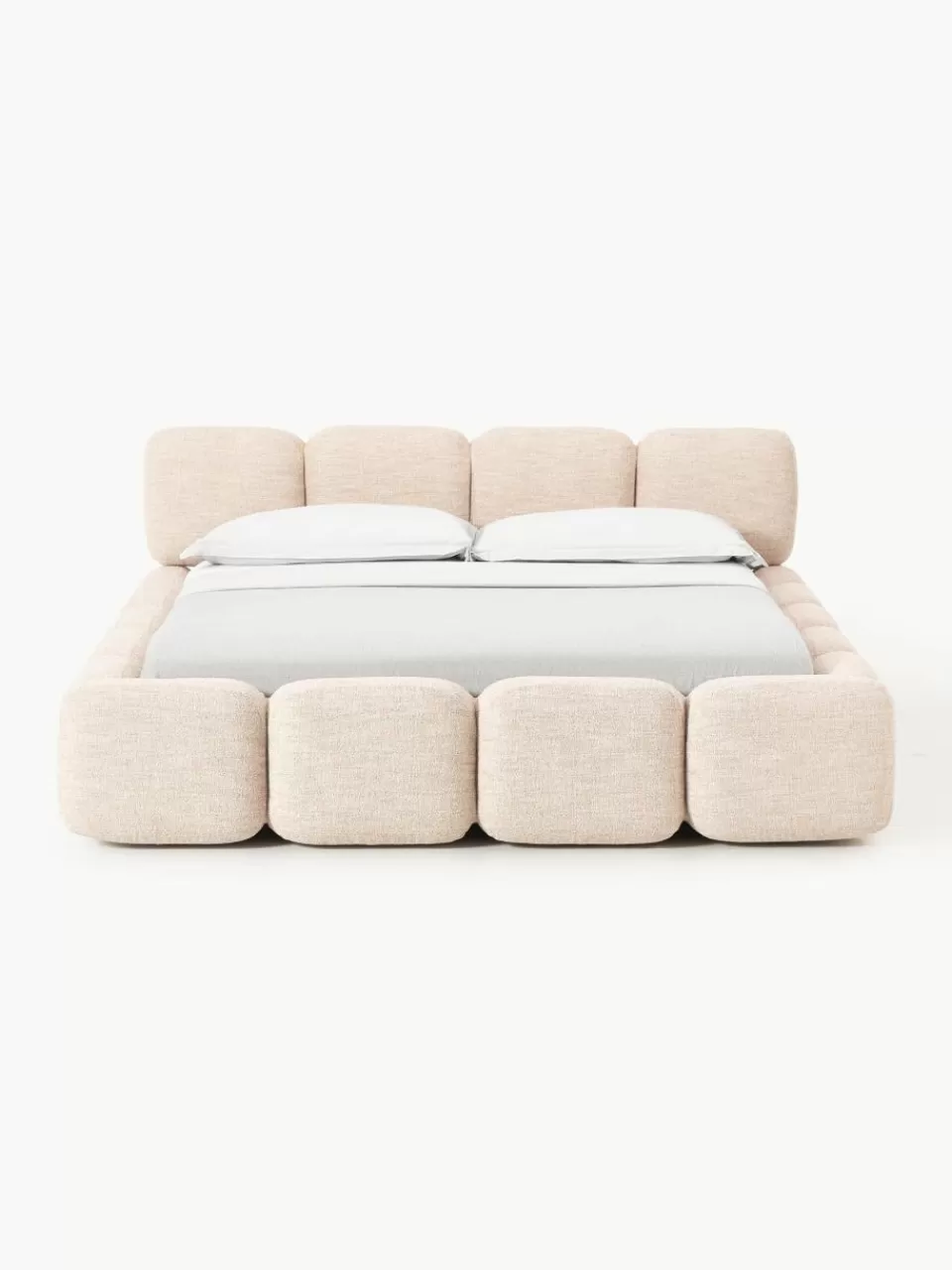 Westwing Collection Gestoffeerd bed Tayla gemaakt van bouclé | Bedden | Gestoffeerde Bedden