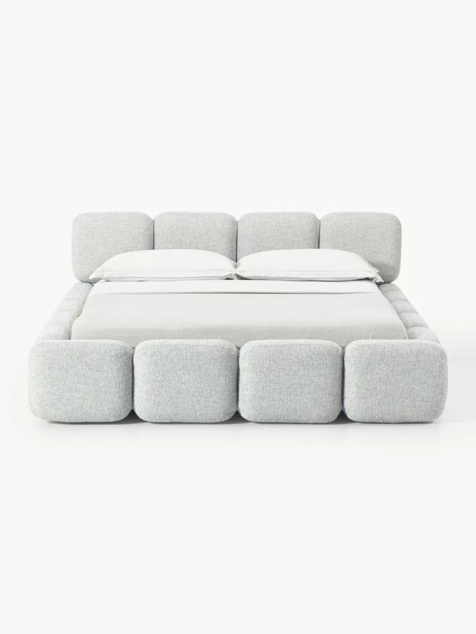 Westwing Collection Gestoffeerd bed Tayla van bouclé met opbergruimte | Bedden | Gestoffeerde Bedden