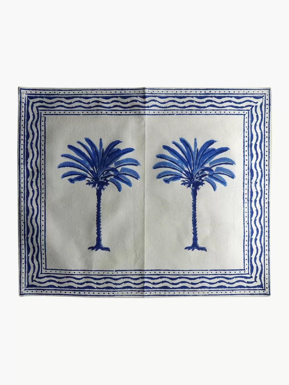 Westwing Handbedrukte katoenen placemats The Palms, 4 stuks | Placemats | Placemats