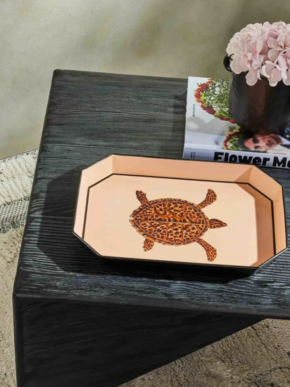 Westwing Handbeschilderd sierblad Fauna met schildpadmotief | Decoratieve Dienbladen