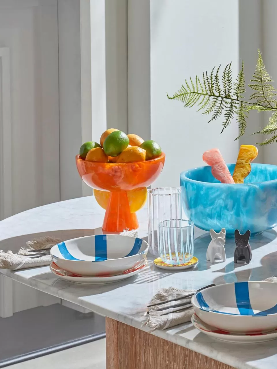 Jonathan Adler Handgemaakte decoratieve schaal Mustique in marmerlook | Decoratie | Sierschalen