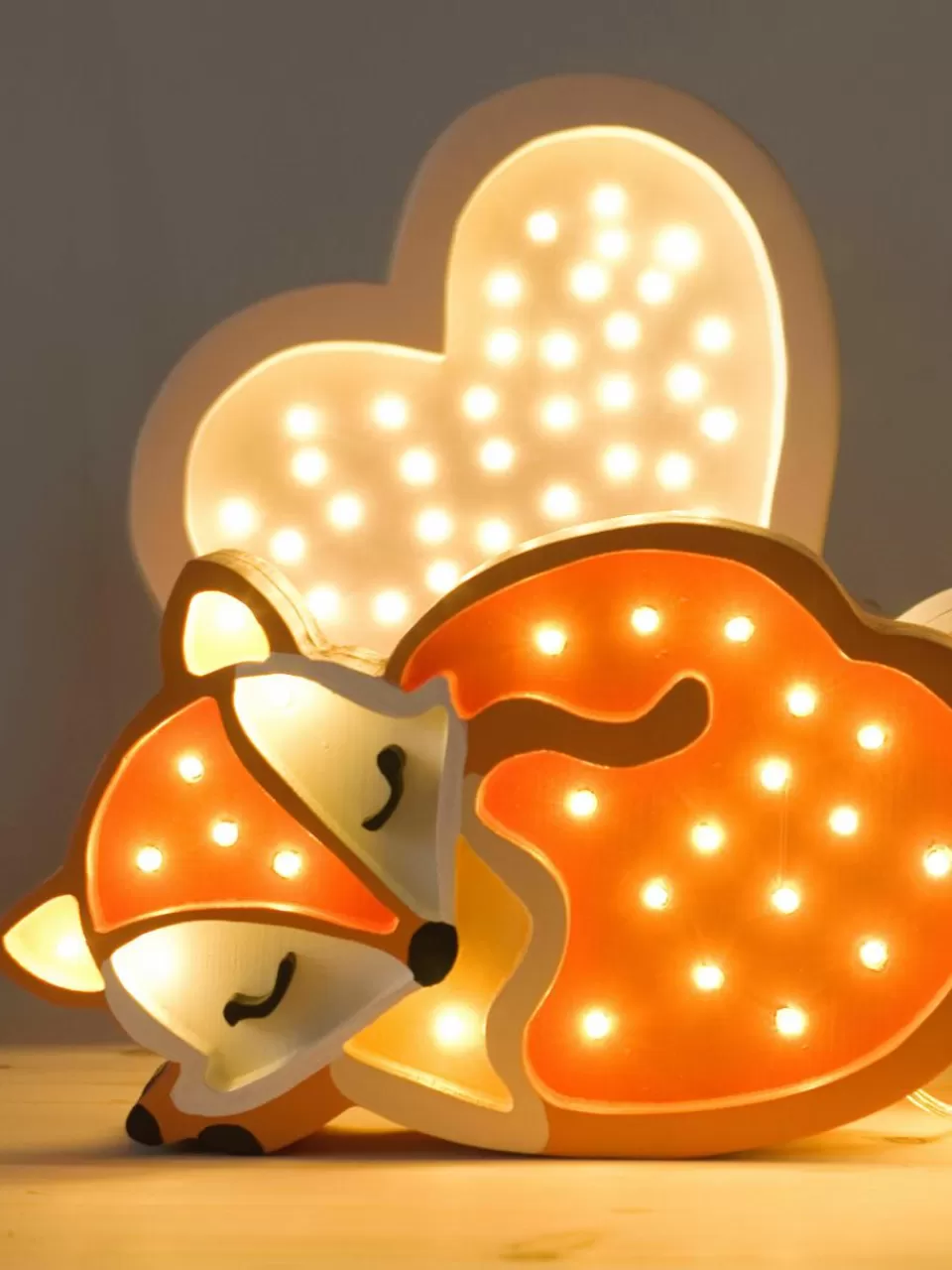 Little Lights Handgemaakte LED-kinderlamp Fox met timerfunctie en afstandsbediening, dimbaar | Kinderlampen | Kinderlampen