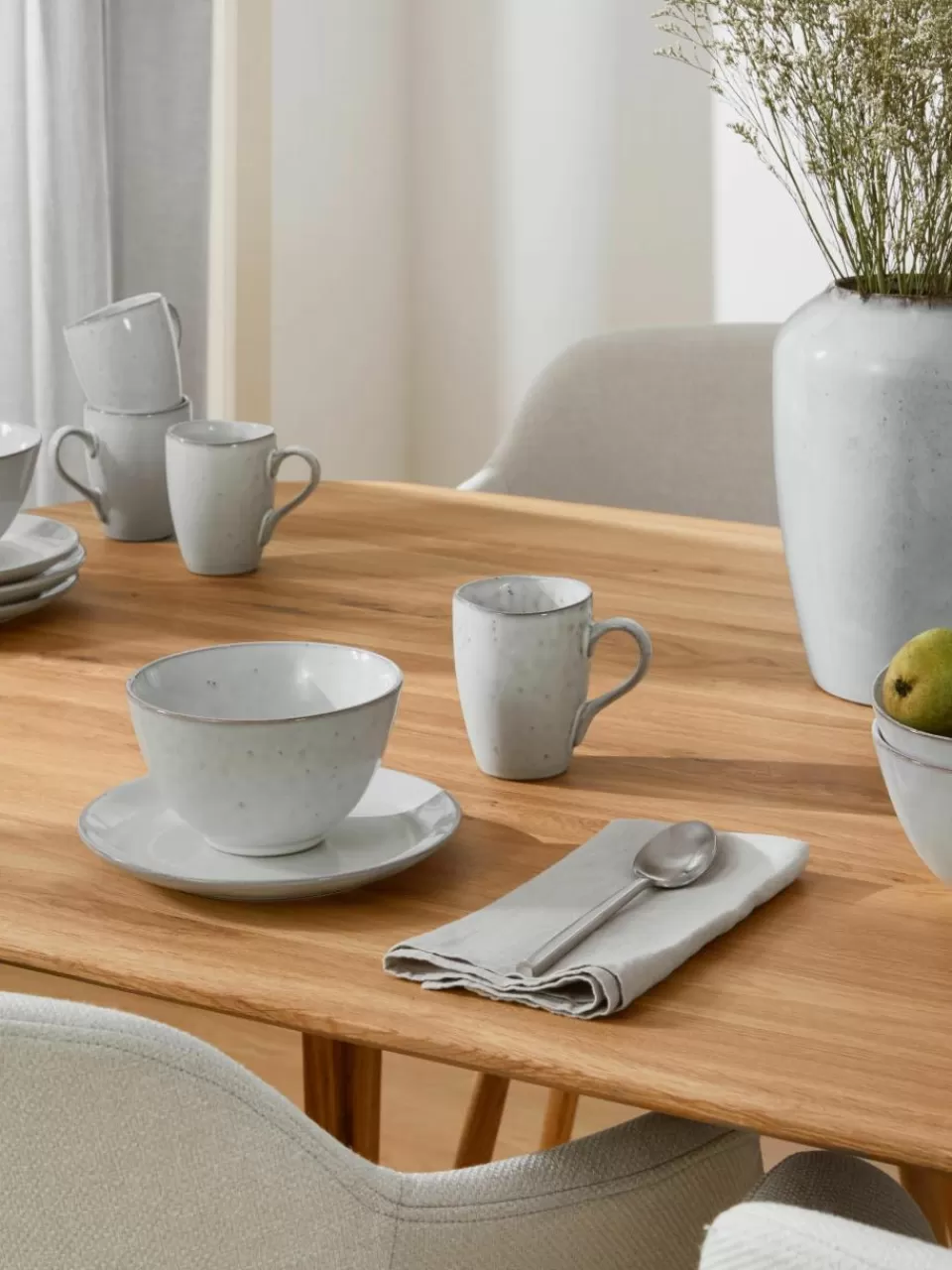 Broste Copenhagen Handgemaakte ontbijtset Nordic Sand, 4 personen (12-delig) | Servies | Serviessets