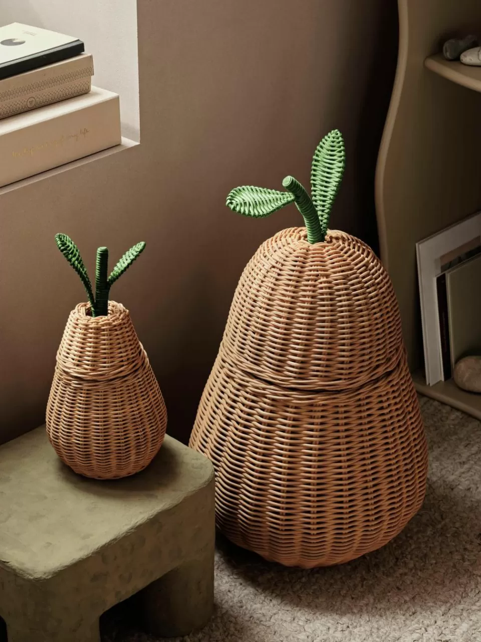 ferm LIVING Kids Handgemaakte opbergmand Pear van rotan | Speelgoed Opbergen | Speelgoed Opbergen