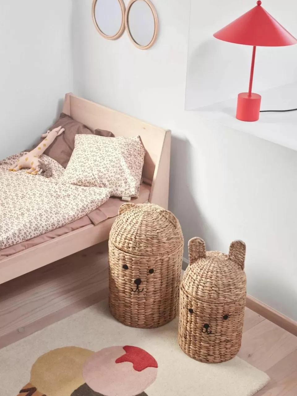 Oyoy Living Design Handgemaakte opbergmanden Bear & Rabbit met deksel, set van 2 | Speelgoed Opbergen | Speelgoed Opbergen