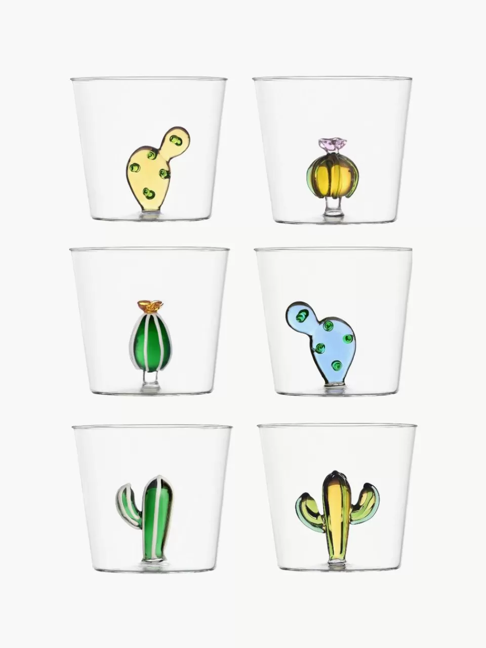 ICHENDORF Handgemaakte waterglazen Desert Plants, 6-delig | Servies | Waterglazen