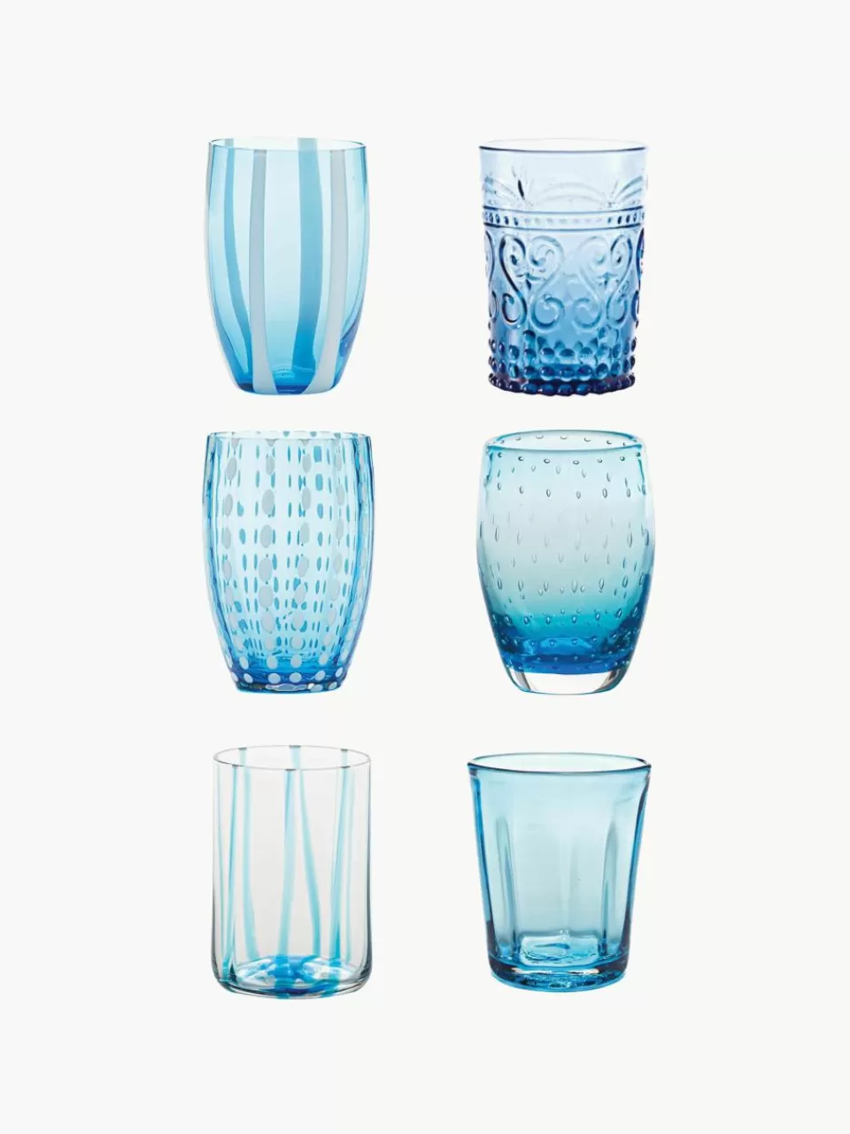 zafferano Handgemaakte waterglazen Melting, set van 6 | Servies | Waterglazen