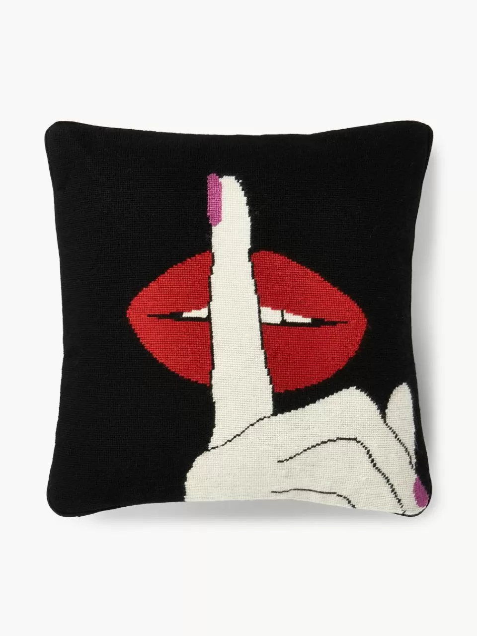 Jonathan Adler Handgemaakte wollen decoratief kussen Lips Hush | Sierkussens | Sierkussens