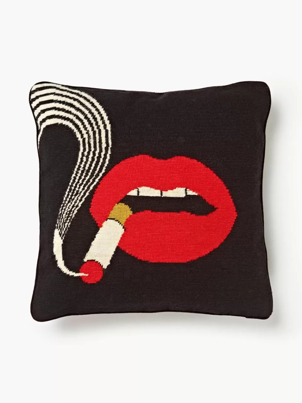 Jonathan Adler Handgemaakte wollendecoratief kussen Lips Smolder | Sierkussens | Sierkussens