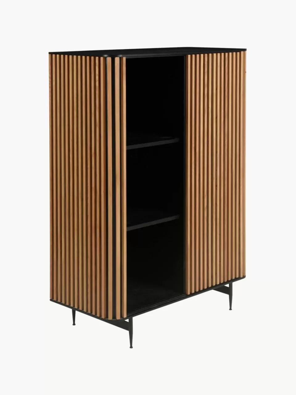 Westwing Highboard Linea met schuifdeur en geribbelde voorzijde | Wandkasten | Wandkasten