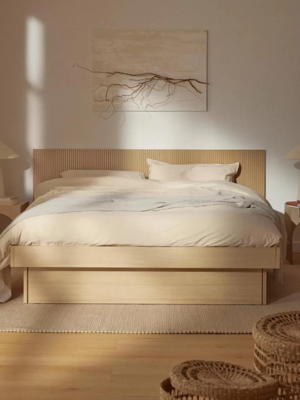 Westwing Collection Houten bed Sato met lades en hoofdeinde | Bedden | Bedframes