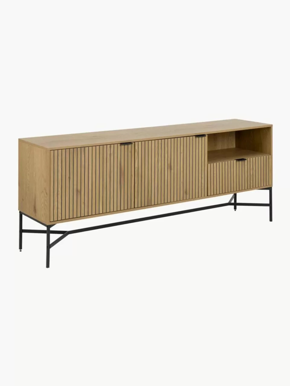 Westwing Houten dressoir Jaipur met geribbelde voorkant | Dressoirs