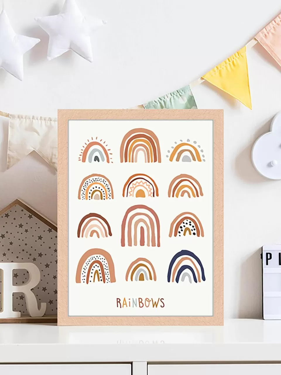 Any Image Ingelijste digitale print All the Rainbows | Kinderkamer Decoratie