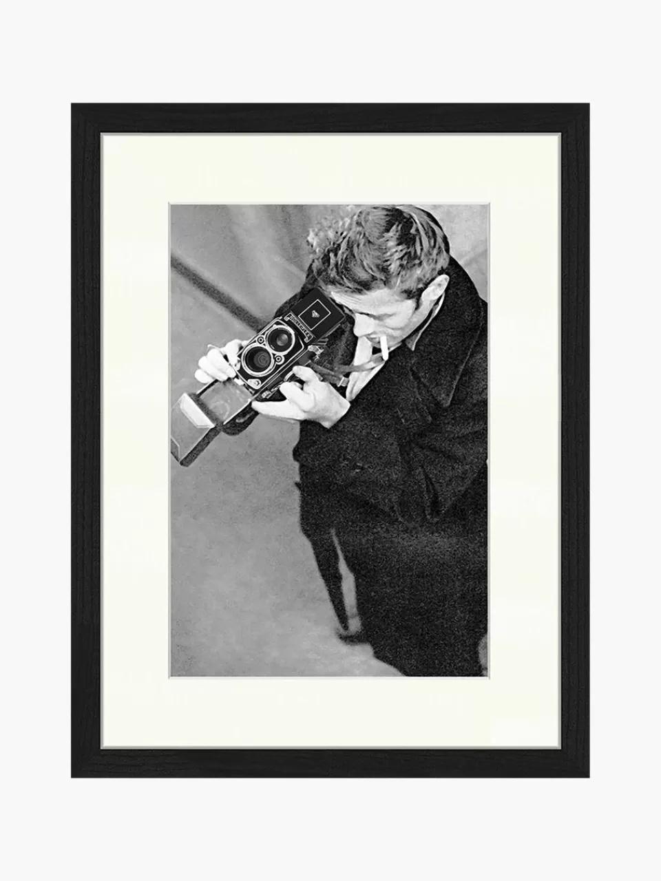 Any Image Ingelijste print James Dean met camera | Wanddecoratie | Prints