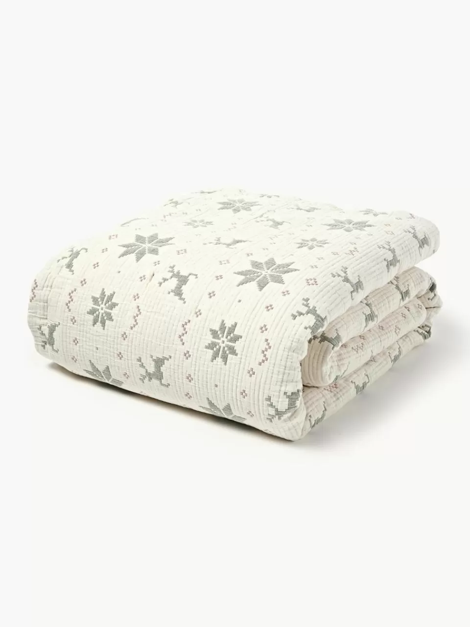 Westwing Collection Jacquard bedsprei Cianna met kerstpatroon | Bedspreien