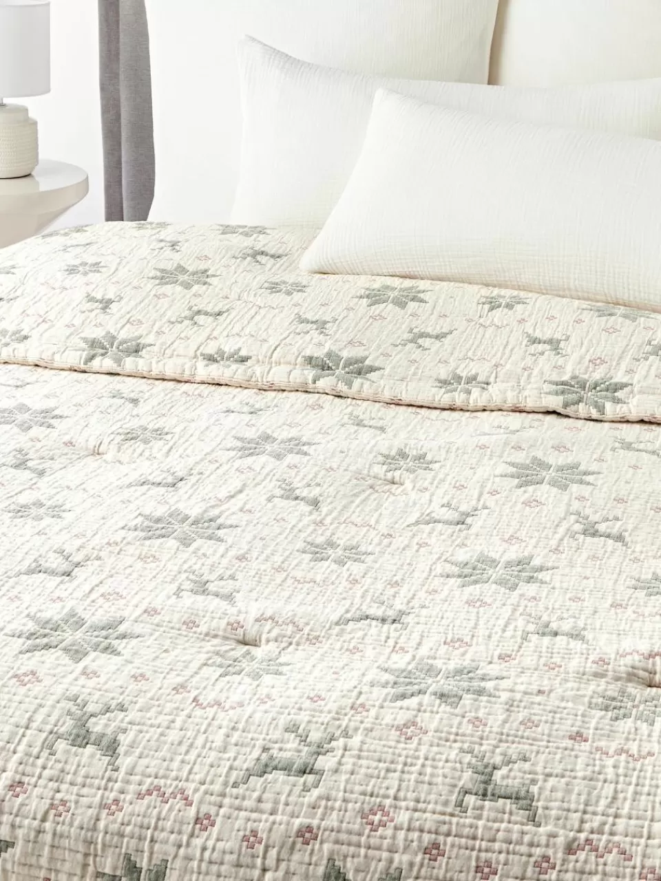 Westwing Collection Jacquard bedsprei Cianna met kerstpatroon | Bedspreien