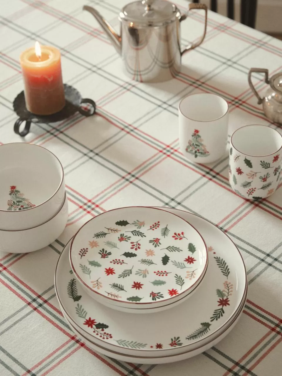 Westwing Collection Kerst koffiemokken Eve van porselein, set van 4 | Koffiekopjes | Servies