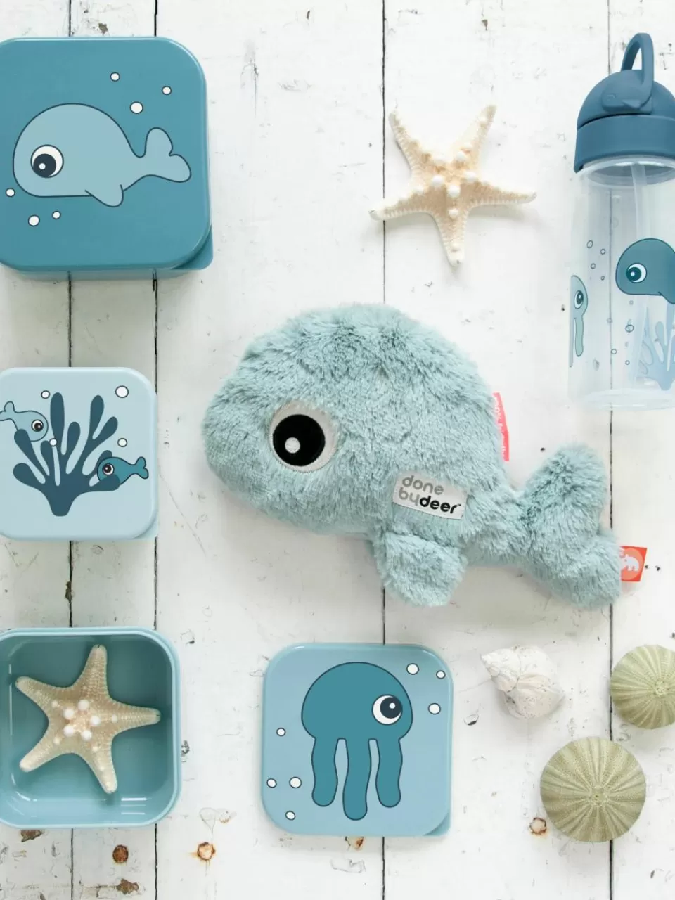 Done by Deer Kinderlunchbox Sea Friends, set van 3 | Broodtrommels & Flessen | Kinderservies & -Bestek