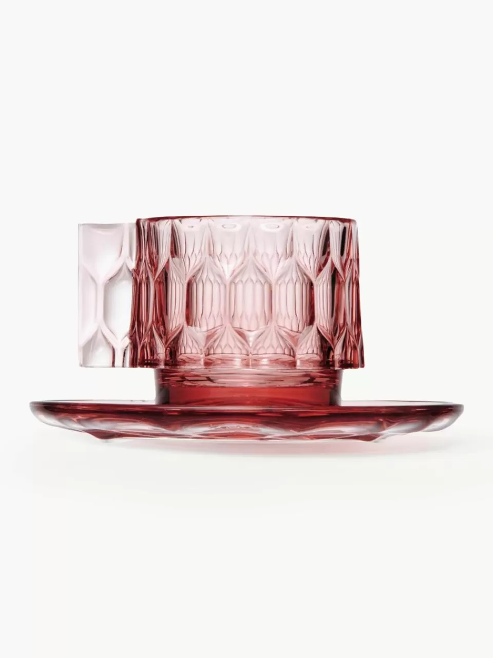 Kartell Koffiekopjes met schoteltjes Jellies met structuurpatroon, 4 stuks | Koffiekopjes