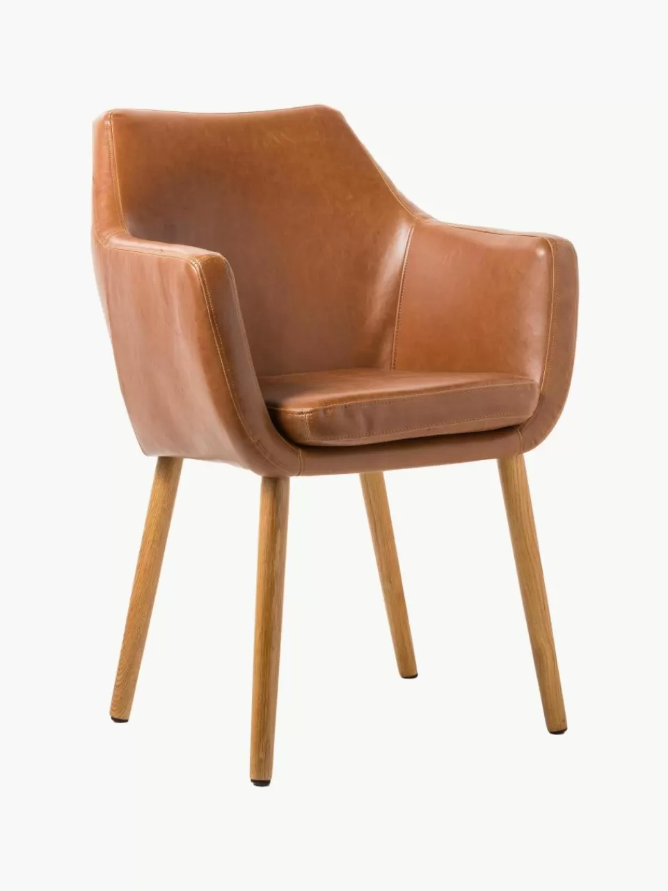 Westwing Kunstleren fauteuil Nora met houten poten | Stoelen | Stoelen Met Armleuning