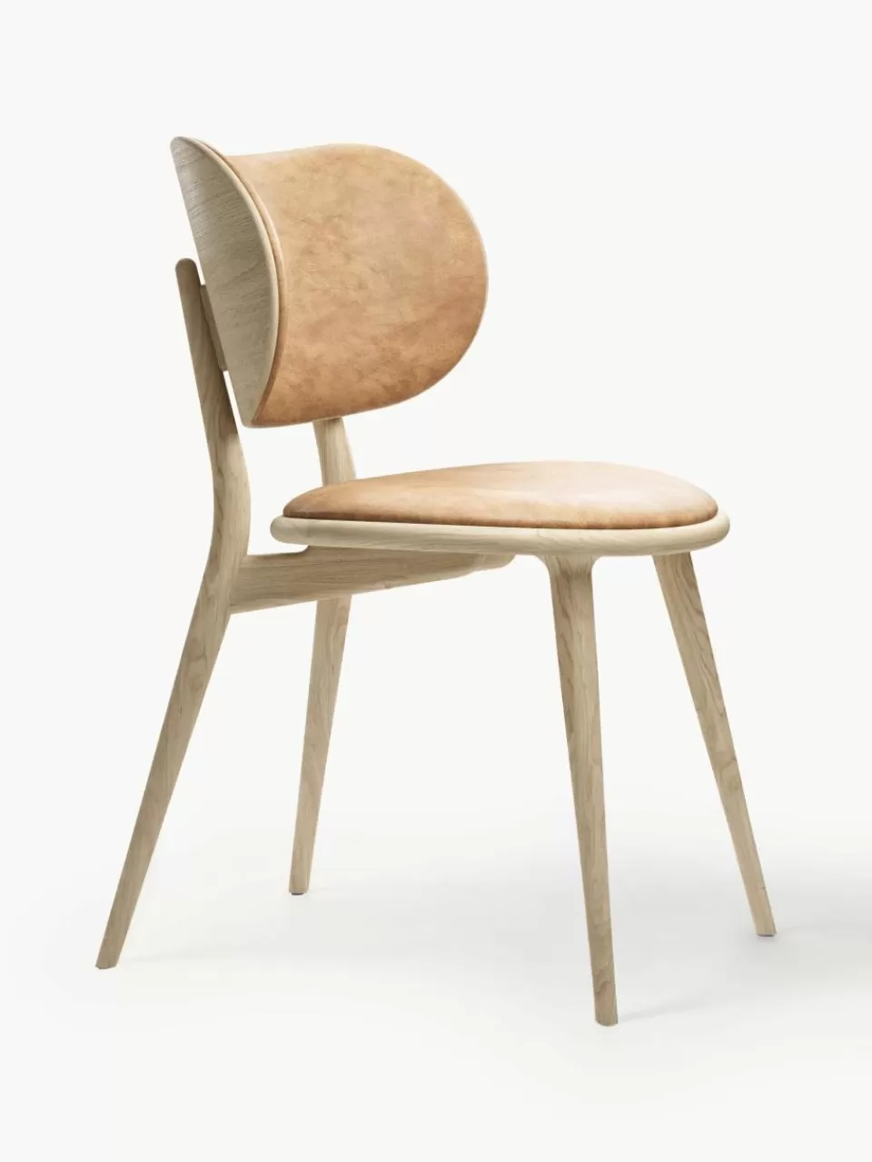 Mater Leren stoel Rocker met houten poten, handgemaakt | Stoelen | Houten Stoelen