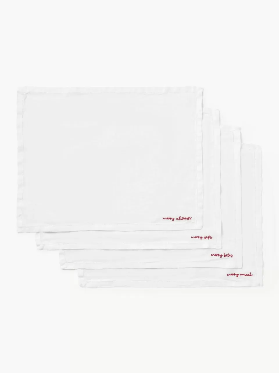 Westwing Collection Linnen placemats Alari met borduurwerk, 4 stuks | Servies | Placemats