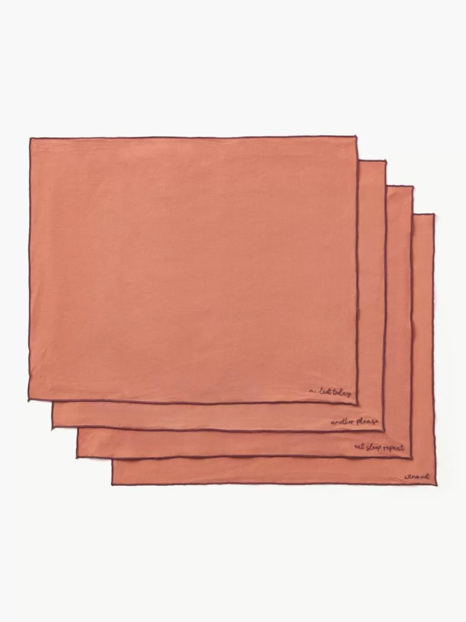 Westwing Collection Linnen placemats Cosmo met borduursel, 4 stuks | Servies | Placemats