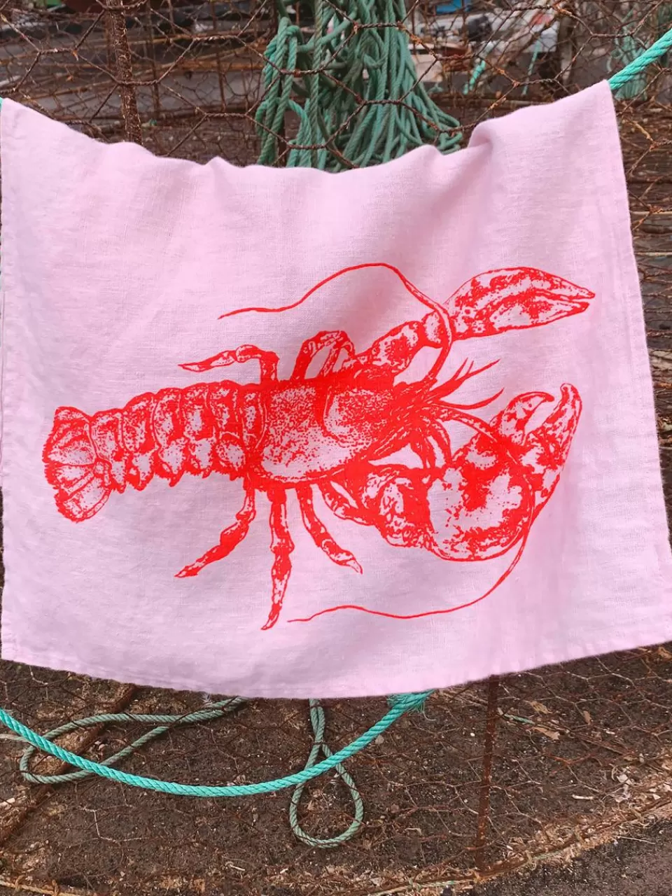 Frohstoff Linnen theedoek Lobster, handgedrukt | Keukentextiel | Keukentextiel