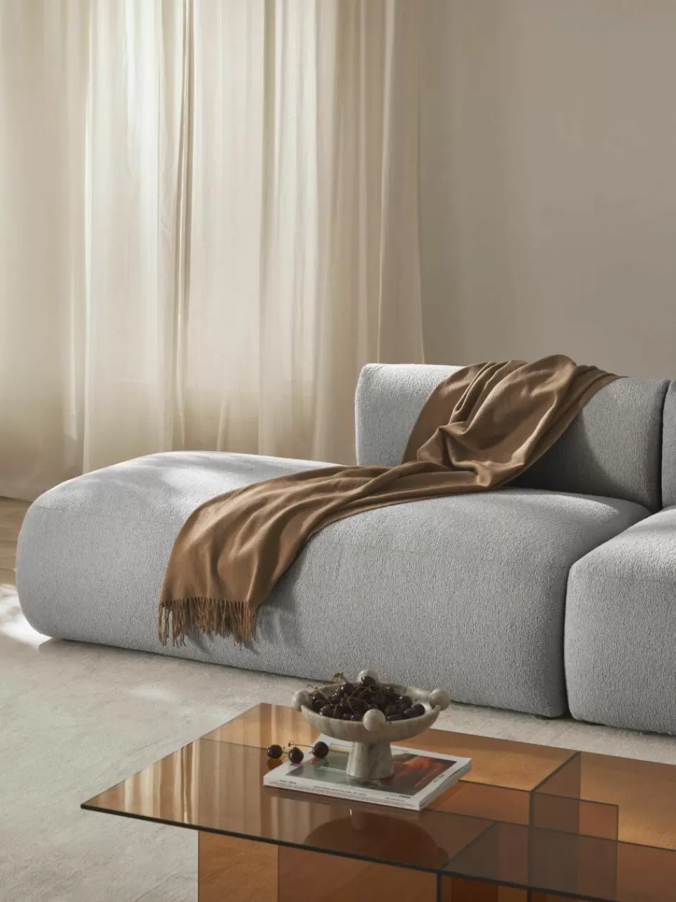 Westwing Collection Modulaire bouclé chaise longue Sofia | Modulaire Kledingkasten | Banken