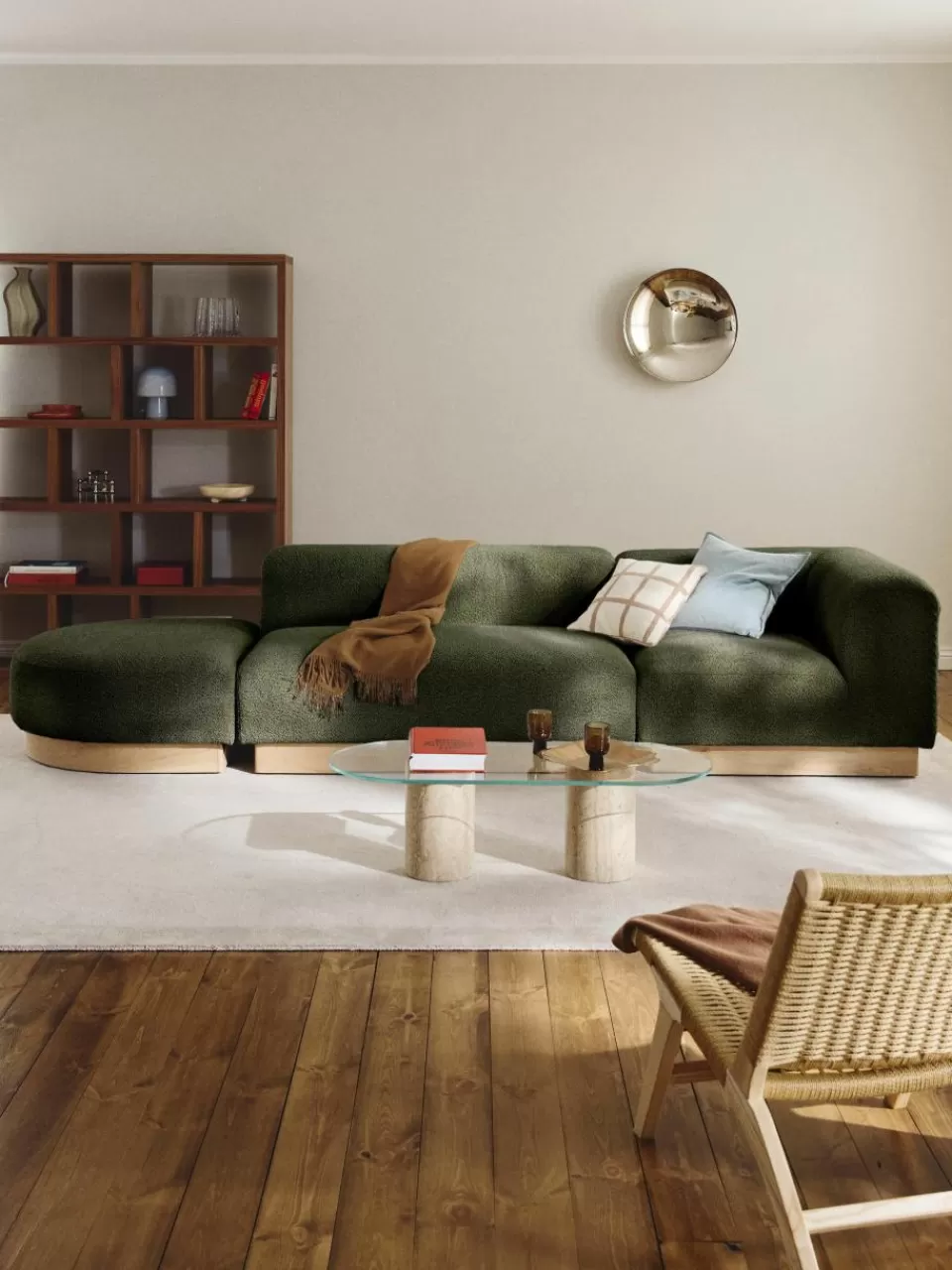 Westwing Collection Modulaire chaise longue Natalie van teddy-bouclé | Modulaire Kledingkasten | Banken