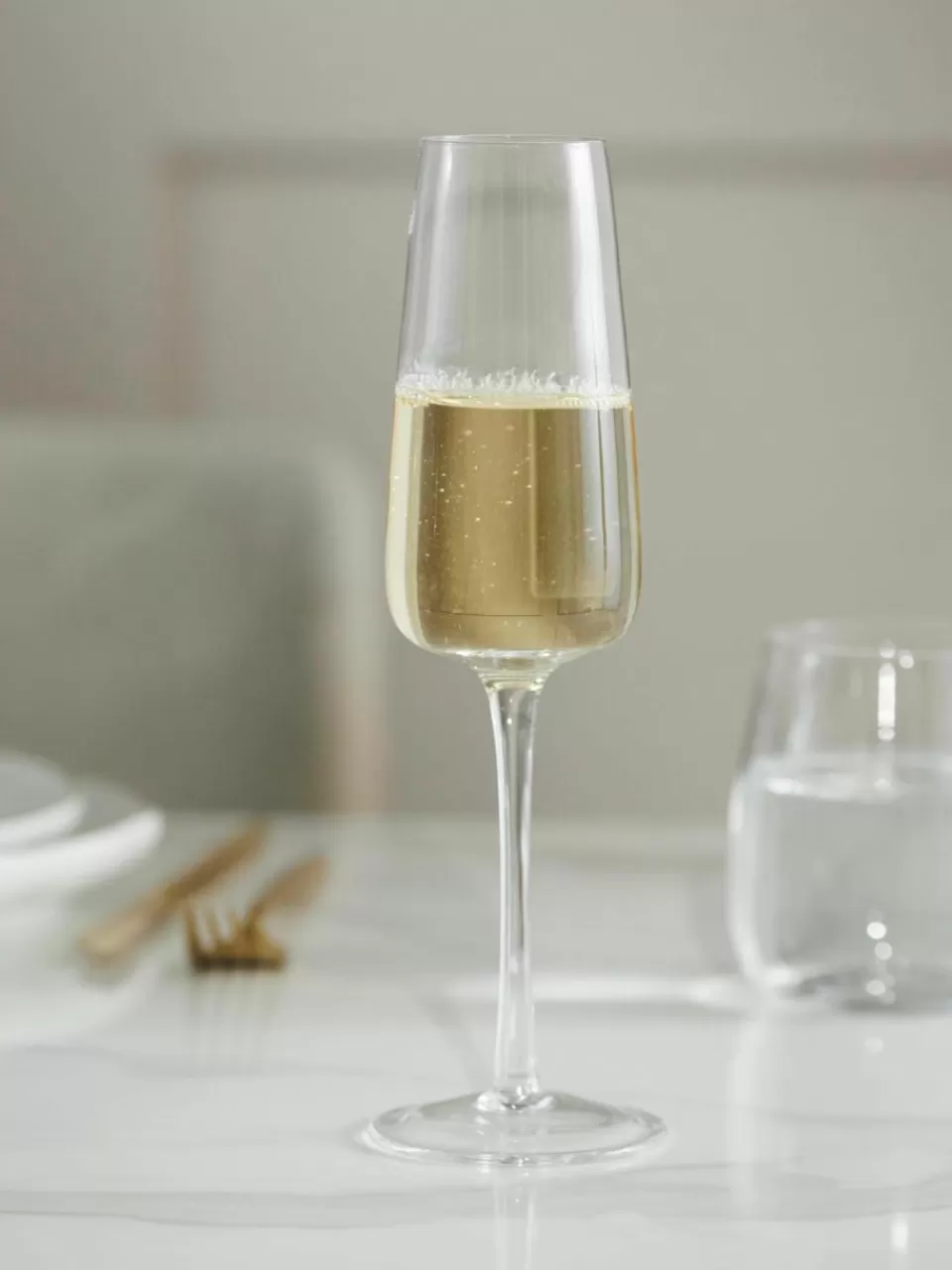 Westwing Collection Mondgeblazen champagneglazen Ellery, 4 stuks | Servies | Champagneglazen