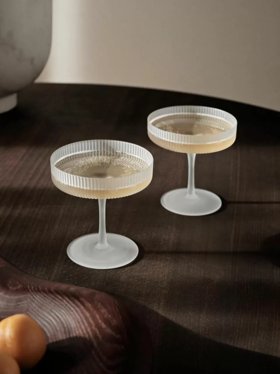 ferm LIVING Mondgeblazen champagneglazen Ripple met groefreliëf, 2 stuks | Servies | Champagneglazen