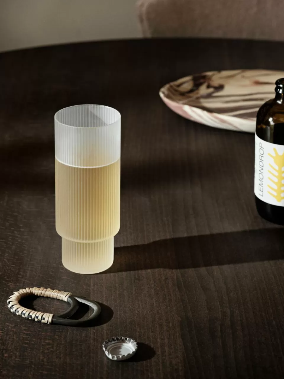 ferm LIVING Mondgeblazen longdrinkglazen Ripple met groefreliëf, 4-delig | Servies | Barglazen