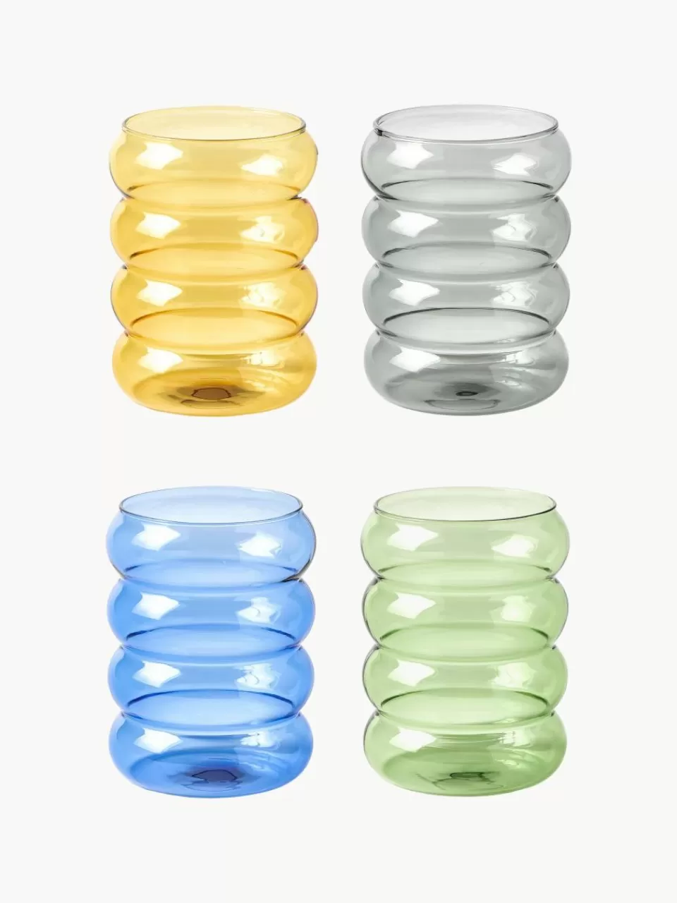 Westwing Collection Mondgeblazen waterglazen Bubbly, set van 4 | Servies | Waterglazen