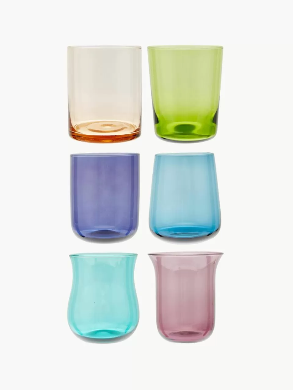 Bitossi Home Mondgeblazen waterglazen Diseguale, set van 6 | Waterglazen | Servies