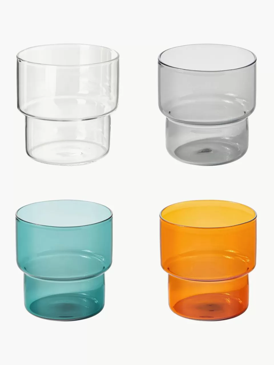 Westwing Collection Mondgeblazen waterglazen Gustave, 4 stuks | Servies | Waterglazen