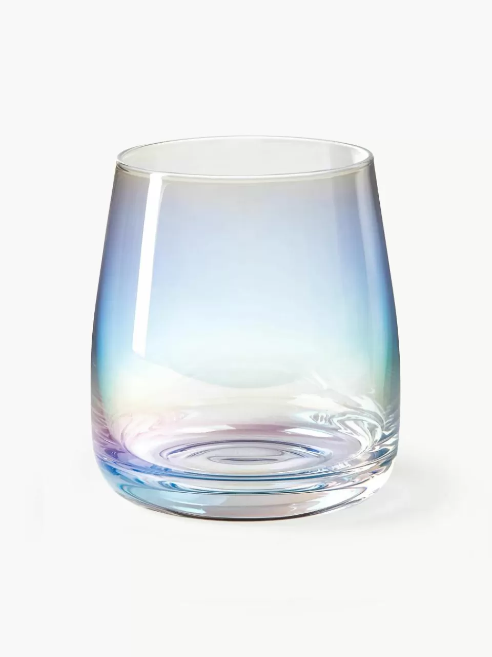 Westwing Collection Mondgeblazen waterglazen Rainbow, iriserend, 4 stuks | Servies | Waterglazen