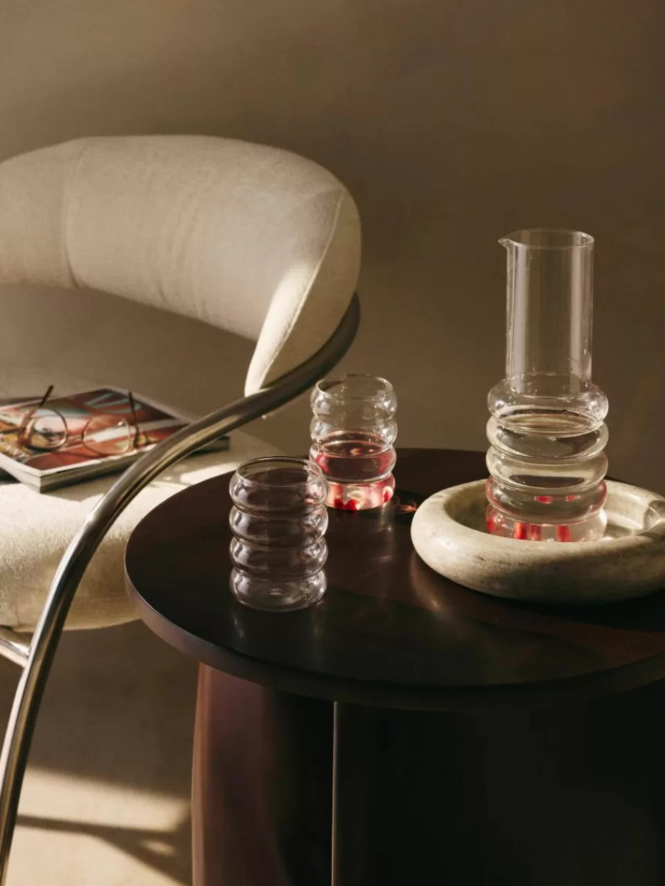 Westwing Collection Mondgeblazen waterkaraf Bubbly met waterglazen, set van 5 | Servies | Waterkaraffen & Waterkannen