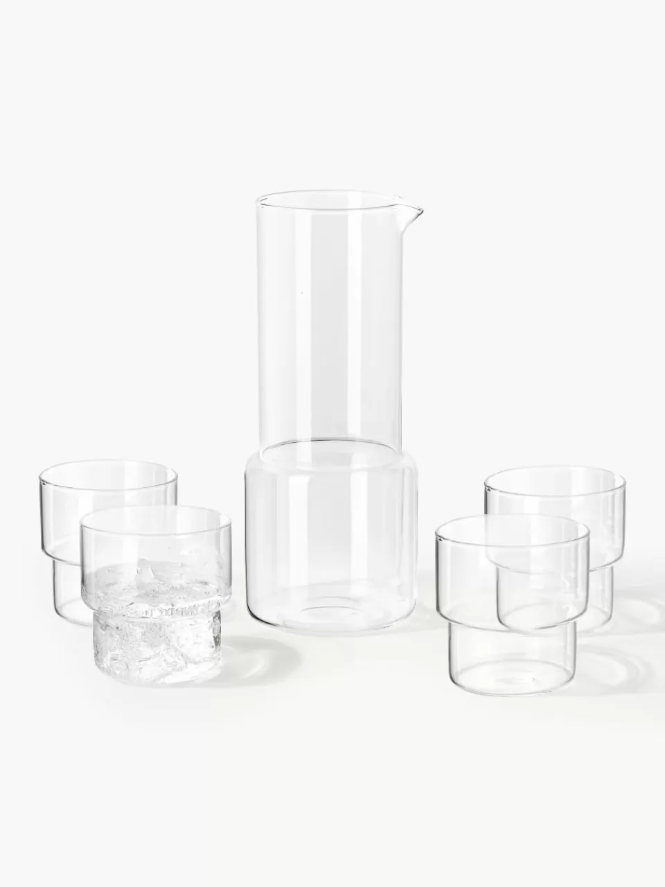 Westwing Collection Mondgeblazen waterkaraf Gustave met waterglazen, set van 5 | Servies | Waterkaraffen & Waterkannen