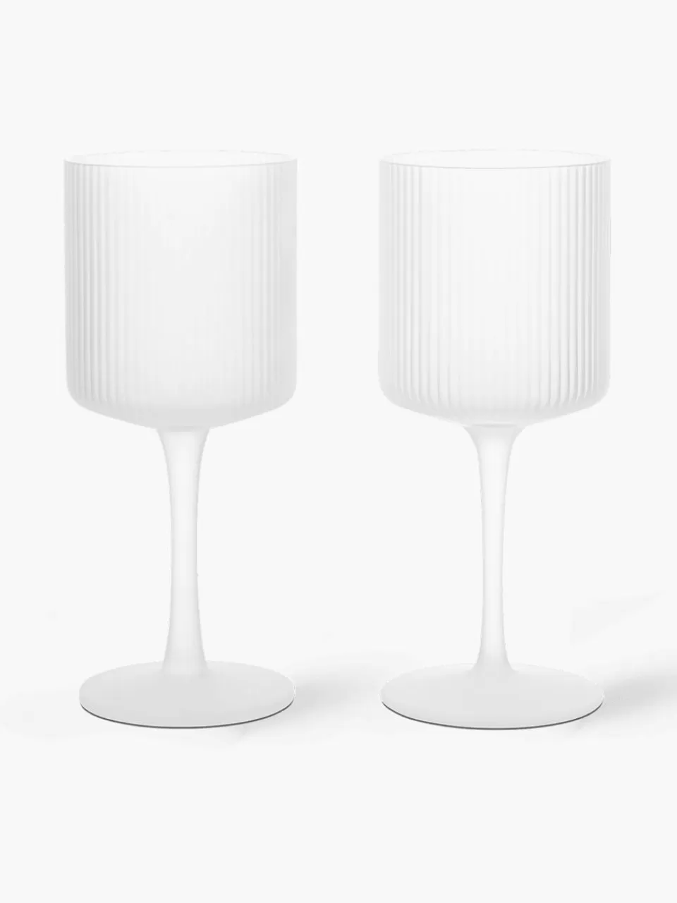 ferm LIVING Mondgeblazen witte wijnglazen Ripple met groefreliëf, 2 stuks | Wijnglazen | Servies