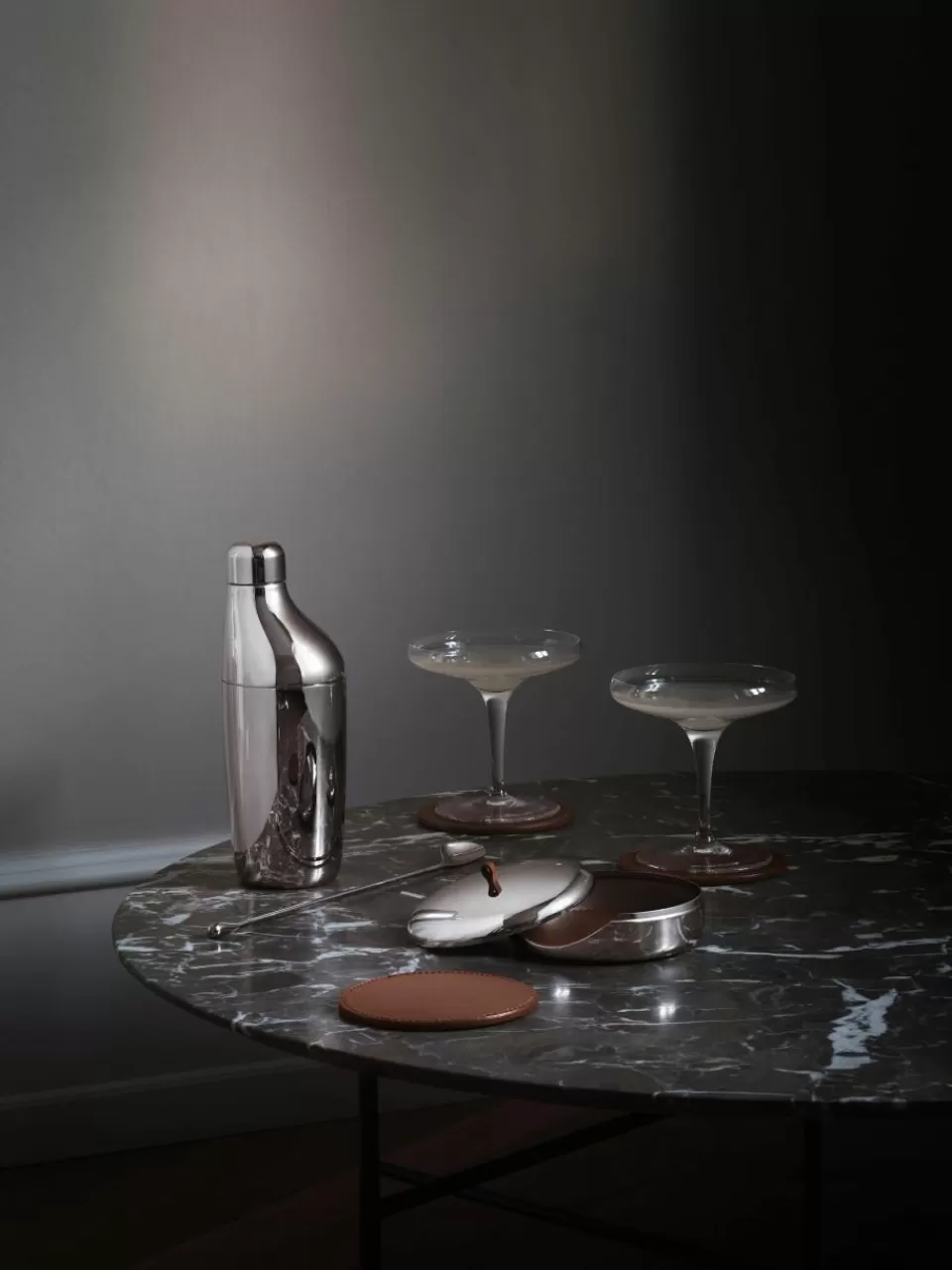 GEORG JENSEN Onderzetter Sky met houder, set van 5 | Servies | Onderzetters