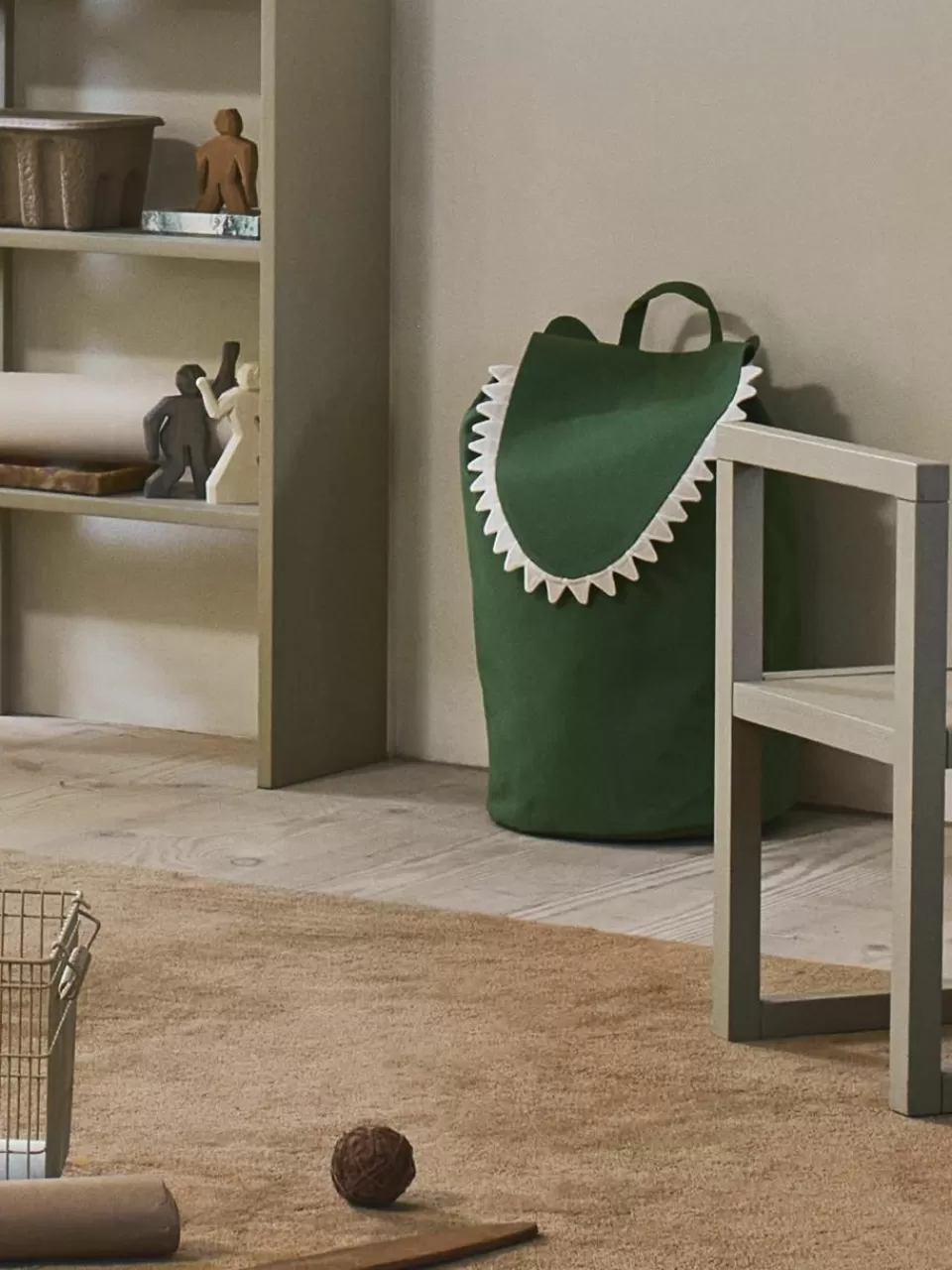 ferm LIVING Kids Opbergmand Crocodile van biokatoen | Speelgoed Opbergen | Speelgoed Opbergen