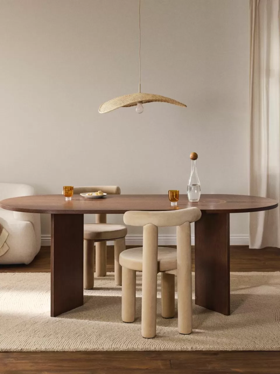 Westwing Collection Ovale houten eettafel Toni, 200 x 90 cm | Eettafels | Eettafels