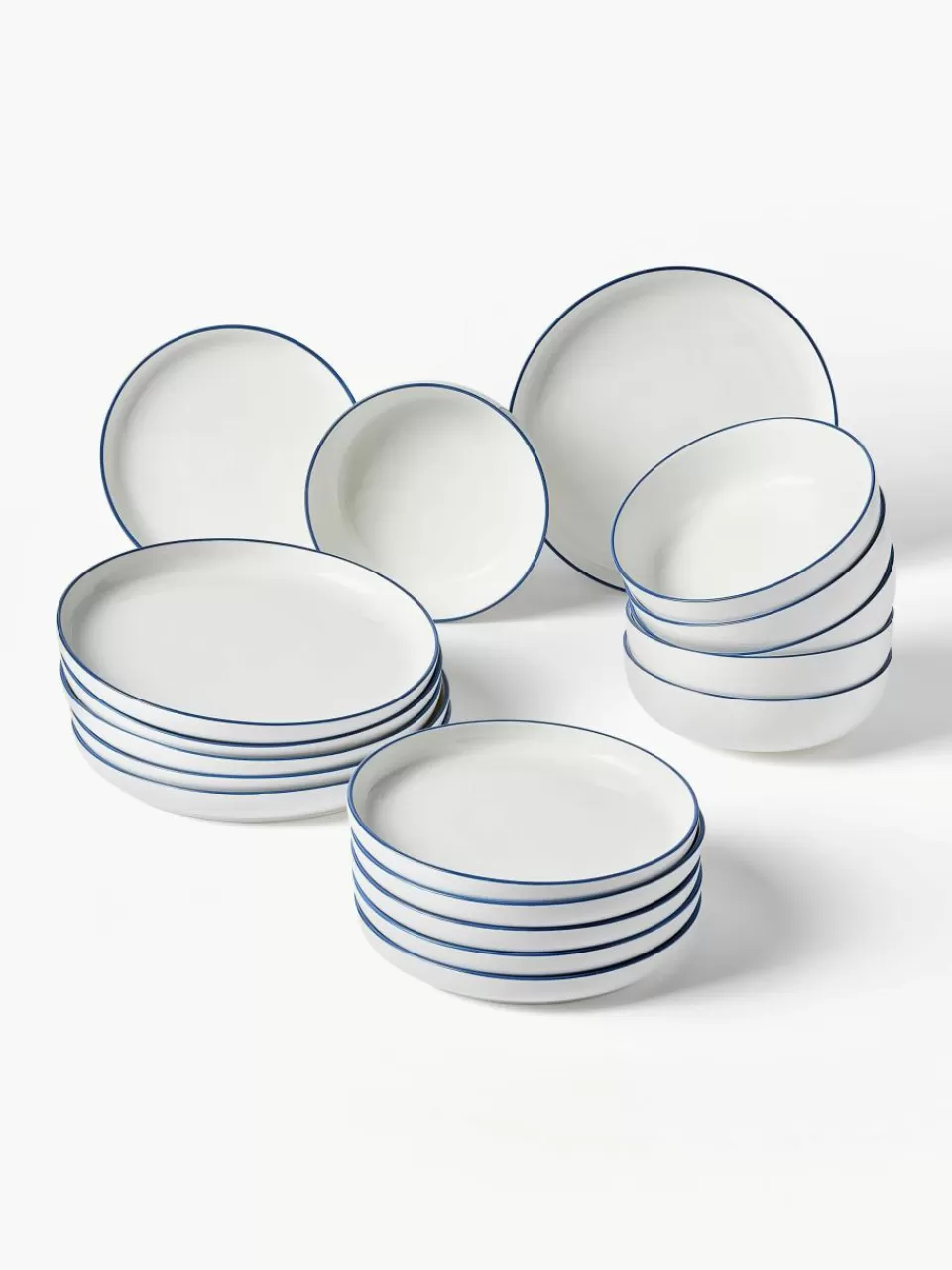 Westwing Collection Porselein serviesset Facile, 6 personen (18-delig) | Servies | Serviessets